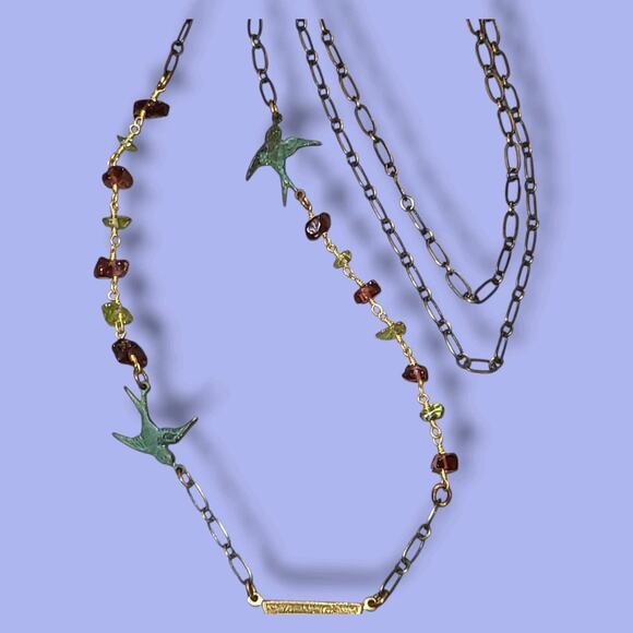 Artisan Steampunk Y-drop Necklace Watch Gears Birds 30" - Picture 3 of 5